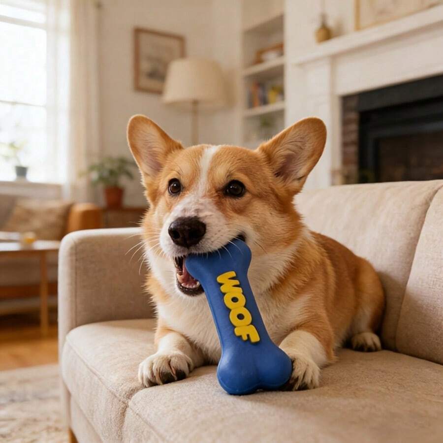 1pc Random Color, Dog Squeaky Bone Toy, Durable Chew Toy, Pet Tooth Cleaning Toy, Cat And Dog Interactive Training, Relieve Boredom, Battery-Free - Multicolor - View 1