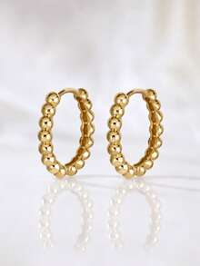 1 Pair S925 Sterling Silver Elegant Minimalist Round Bead Earrings For Women, Suitable For Daily Wear - Round Bead Earrings - View 3