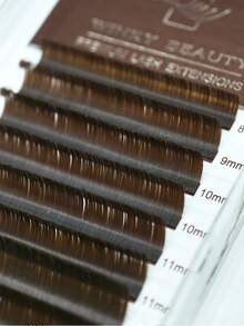 Winky Beauty Oval Flat False Eyelashes Brown, Mixed Length 8-15mm, Natural Soft Silk, Classic Single Dense Type, 12 Rows, 0.15mm/0.20mm, Single Lash Extension, Premium, Matte, Suitable For Professional Lash Artists, Lash Clusters, Lash Strips, Single False Eyelashes, False Eyelashes - View 9