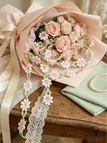 1 Yard Floral Pattern Lace Ribbon Trim For Sewing, Gift Package Wrapping,DIY Crafts And Bridal Wedding Decorations - Multicolor - View 4