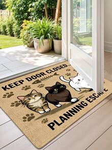 DAJIANG 1件裝可愛貓咪窺視歡迎門墊，戶外地毯，走廊長條地毯，區域地毯，TPR背底防滑墊，適用於浴室、室內、走廊、臥室、客廳、床邊，可機洗易清潔，玄關門墊家居裝飾 - 出逃喵喵 - 查看 4