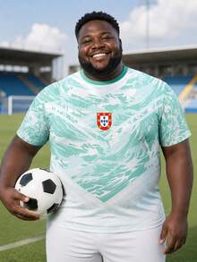 1pc 2026 World Cup Portugal Away Style Men's Plus Size Football T-Shirt, Customizable Name, Number, Logo, Suitable As Father's Day Gift Sports - Mint Green - View 2
