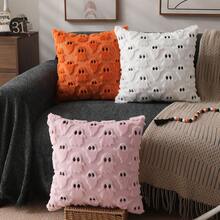 2pcs Halloween Pillowcases - Cute Ghost Decorative Pillow, 18x18 Inches; Soft Faux Fur Autumn Decorative Pillowcases, Perfect For Sofa, Bed, Porch And Living Room Autumn Decor - Pink - View 5
