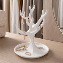 1pc Tree-Shaped Jewelry Storage Model Design Jewelry Display Stand - Durable PLA Plastic Ring And Other Jewelry Tray Display Stand, Elegant Elegant Home Decor Vanity, Halloween Valentine's Day Christmas Mother's Day Gift (Jewelry Not Included) - White - View 2
