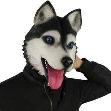 1pc Full Head Latex Mask, Black & White Husky Headpiece, Suitable For Halloween Party/Fun Cosplay Costume, Popular Hot Item - Husky - View 5