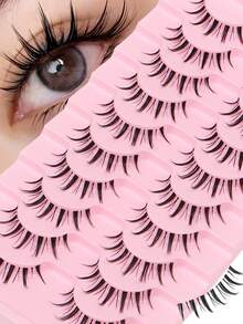 10 Pairs Of C-Roll False Eyelashes - Comic And Cosplay Eyelash Set, Natural False Eyelash Pairing, Repeated Use, With Natural Eye Makeup, Suitable For All Places, Eyelashes, False Eyelashes - Black - View 6