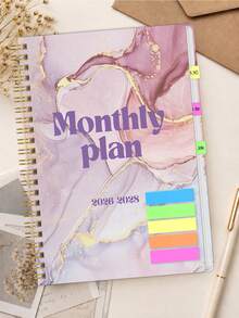 Planejador Mensal de 24 Meses 2026-2028, Organizador de Agenda com Mármore Rosa com Grande Espaço para Escrita, Seção de Notas & Abas Coloridas para Casa, Acessórios de Mesa de Escritório, Cadernos de Notas para Escola, Acessórios de Professor, Presentes de Halloween - Retângulo - Visão 3