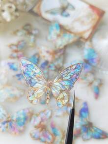 40/20/10PCS/Set PET Butterfly Self-Adhesive Stickers, Waterproof Transparent Stickers, Suitable For Scrapbooking, Journaling, Planner, Autumn Notebook Decoration, Christmas Window Decoration - Multiple Styles - View 5