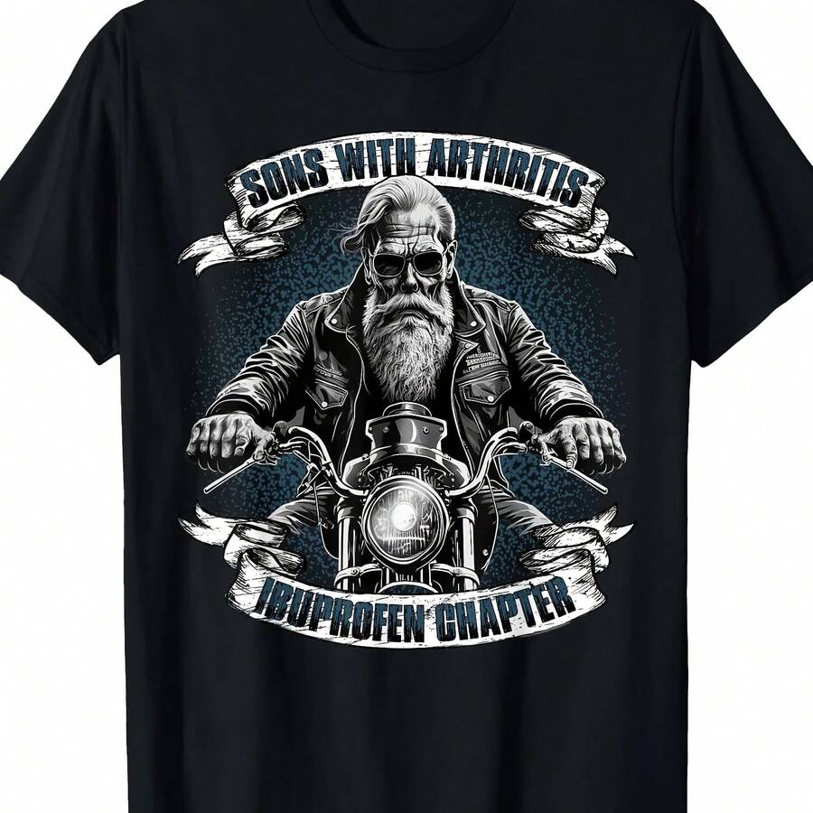 Sons With Arthritis Ibuprofen Chapter Graphic T-Shirt Men's Casual Biker Motorcycle Rider Tee - 款式 - 查看 1