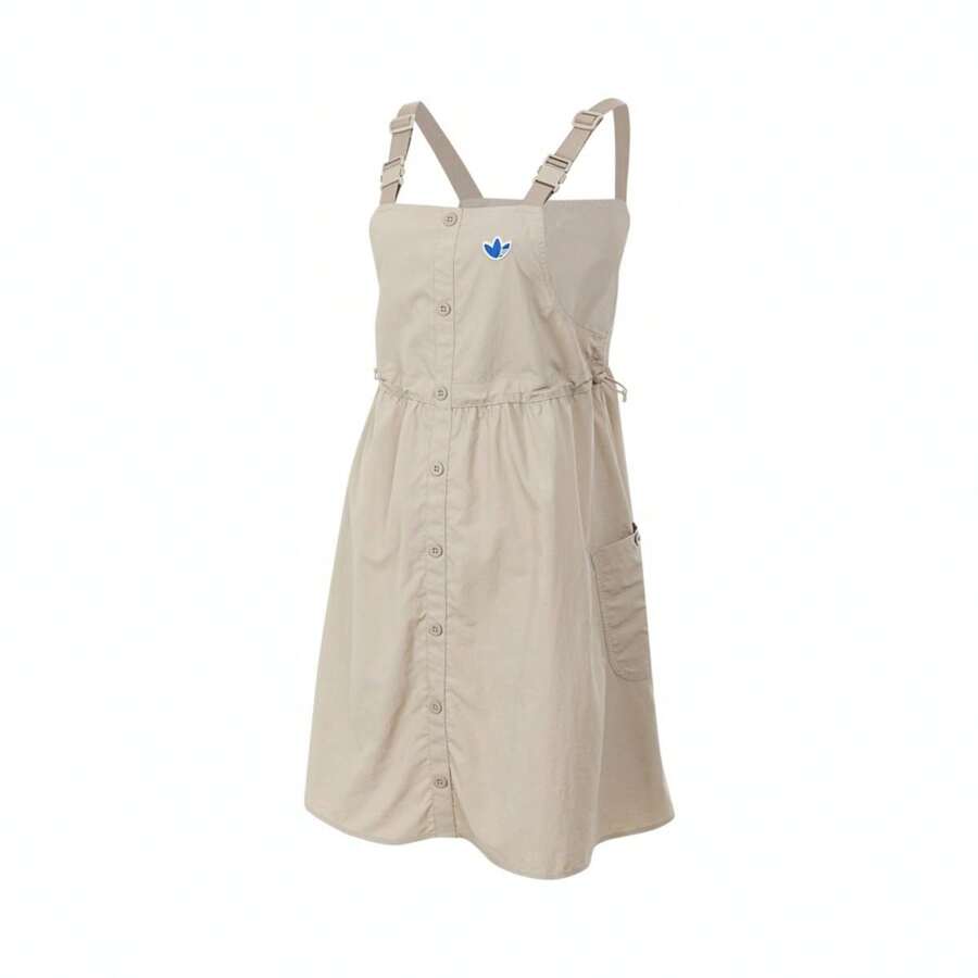 Adidas Spring/Summer Women's Comfortable Athletic Dress With Cinching Waist, Casual Strap Dress JM2712 - Khaki - View 1