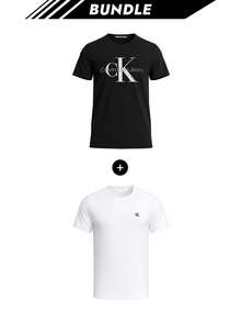 [Bundle] Calvin Klein Men's T-Shirt Black + Printed Essential Men's T-Shirts White - Black+White - View 1