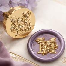 Letter A~Z 3D Embossed Iris Flower Wreath Wax Seal Stamp Head (Handle Not Included, Handle Sold Separately), Initial Wax Seal Stamp Head, Thickened Brass Stamp Head - Single Piece - View 26