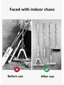 Multi-Size Drill-Free Mop Holder, Non-Slip Clip Securely Holds Cleaning Tools. For Walls, Tiles, Glass Installation, Suitable For Damp Kitchen And Bathroom Environments, Space-Saving And Neat - Multicolor - View 8