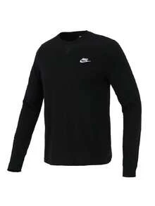 Nike Men's T-Shirt AS M NSW CLUB TEE - LS Soft Comfortable Sports Casual Long Sleeve Running Training Top AR5194-010 - Black - View 2