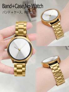 Huastonband 適用於 Galaxy Watch 4 40mm 44mm 錶帶 - Galaxy Watch 5 40mm 44mm 錶帶 - , Galaxy 6 / 7 40mm/44mm，一套適用於手錶金色錶帶錶殼，經典風格搭配，不鏽鋼金屬三節鏈錶帶附軟殼，男女通用智慧手錶配件，適合作為朋友、聚會、派對、商務活動和日常穿戴的禮物 - 金色 - 查看 6