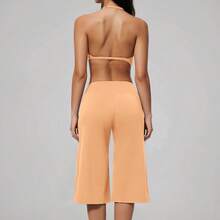 Women's 2 Pieces Summer Set, Tank Top With Short Wide-Leg Pants, Suitable For Vacation, Date And Daily Wear. Sports Outfit - Orange - View 5