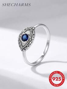 1 buah Cincin Mata Jahat Perak Sterling 925, Cincin Abadi, Hadiah Perhiasan Halus, Aksesori Harian, Hadiah Pertunangan/Pernikahan - Gaya 4 - View 1