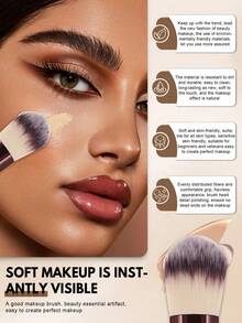 15/3Pcs Professional Makeup Brushes Set, Soft Synthetic Bristles, Rose‑Gold Metal Ferrule & Wooden Handles, Face And Eye Cosmetic Brushes For Blush, Foundation, Contour, Eyeshadow And Highlighter For Beginners - Multicolor - View 7