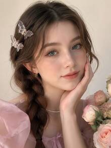 12/6/2 pièces Pinces à cheveux papillon en gelée 3D, cristal clair et transparent, durable et respectueux des cheveux, accessoires capillaires doux et mignons - convient aux filles et aux adolescentes, pour le quotidien, les vacances, l'école, les rendez-vous - Multicolore - Voir 2