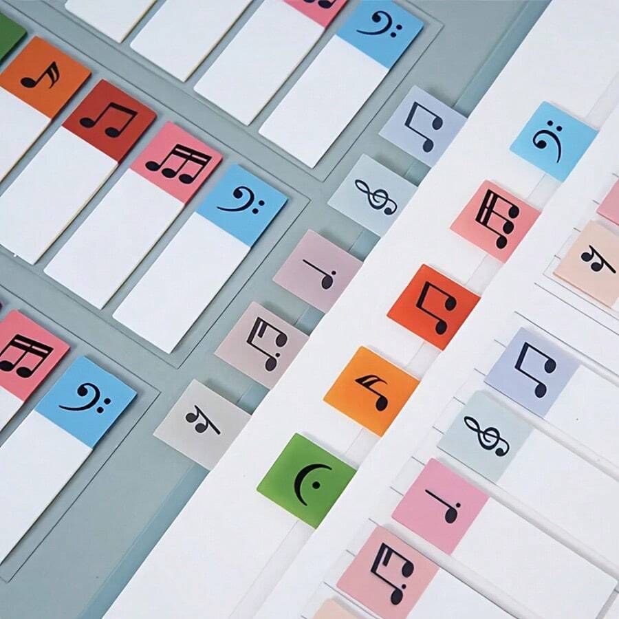 200pcs Transparent Sticky Note Labels, Colorful Music Labels For Office Indexing And Marking, Mini Musical Note Transparent Sticky Notes, Reusable - one-size - View 1