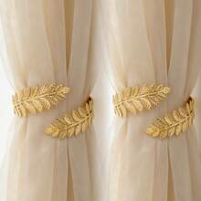 2pcs Elegant Curtain Tiebacks, Curtain Tie-Backs - Bohemian Leaf Design Home Decor Curtain Tie-Backs - Gold Curtain Tiebacks - 2pcs - View 5