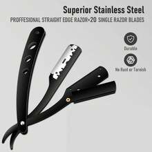Foldable Razor Old-Fashioned Razor Manual Shaver For Men And Women Shaving Face Scraper Barber Shaving Artifact Beard Blade 1 Handle+20 Blades - Multicolor - View 4