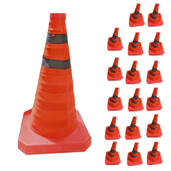 Cone Rodovia Sinalizador Kit 17 Uni Retratil Guarda Dobravel Estacionamento Segurança Baliza Estrada Aviso Alerta Viario