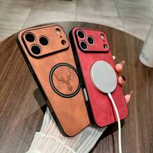 Luxury Vintage Faux Leather Phone Case, Compatible With IPhone 17 16 15 14 13 12 11 Pro Max Plus, Supports Magnetic Wireless Charging, 17 Pro Max Phone Case, Soft Edge Deer Head Pattern Shockproof Protective Cover - Blue - View 12