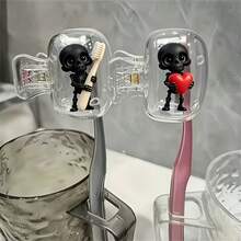2pcs Portable Toothbrush Holders, Featuring "Hand-Holding Toothbrush Skeleton Hand" Design, Suitable For Home And Travel Use. Comes With Protective Covers For Easy Storage And Organization. An Ideal Choice For Home And Travel, A Stylish And Durable Oral Care Accessory. - A - View 6