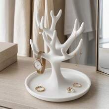 1pc Tree-Shaped Jewelry Storage Model Design Jewelry Display Stand - Durable PLA Plastic Ring And Other Jewelry Tray Display Stand, Elegant Elegant Home Decor Vanity, Halloween Valentine's Day Christmas Mother's Day Gift (Jewelry Not Included) - White - View 7