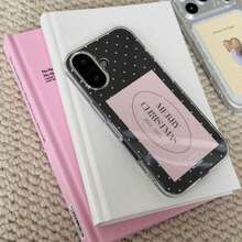 Shiny Starlight Transparent Phone Case, Compatible With 17 Pro Max/16/15/14/13/12 Pro Max/11, Cute Dreamy Glitter Shockproof Protective Cover, Korean Style Gift - Little White Polka Dots - View 3