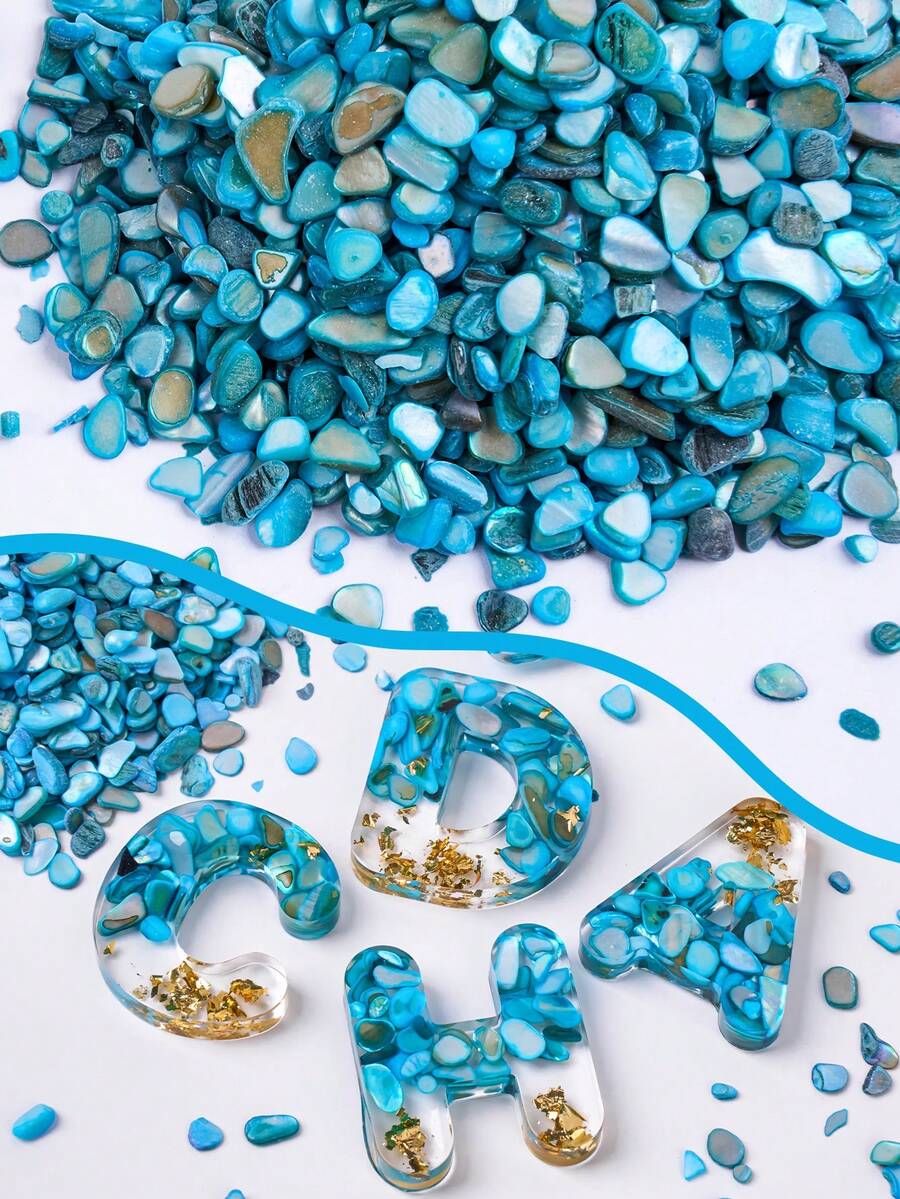 1 Bag/100g Decorative Colorful Shell Beads, Blue Shell Filling Material, Suitable For Silicone Mold Filling, DIY Crafts, Epoxy Resin Molds, Creative Keychains, Jewelry Making - Blue - View 1