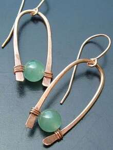 Gmzalx Women's Handmade Wrapped U-Shaped Long Ear Hooks, Green Tone, Fresh And Soft Style, Elegant Earrings, Suitable For Daily Commute And Dates - Two-color - View 1