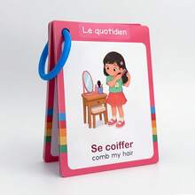Lachilly Montessori Toddler Daily Routine Flashcards | English French Spanish Trilingual Vocabulary Cards | Early Learning Educational Toy | Language Ability Development | Children's Flashcards | Teach English French Spanish - Multicolor - View 13