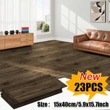 Waterproof Anti-Slip Faux Wood Self-Adhesive Flooring, Thickened PVC Material Durable Against Foot Traffic, 15x40cm Plank Size, 23pcs Set, Built-In Adhesive Backing Glue-Free Installation, Suitable For Living Room Bedroom Entryway Store, Low Cost Create Natural Wood Style Floor - 23 Pieces - View 18