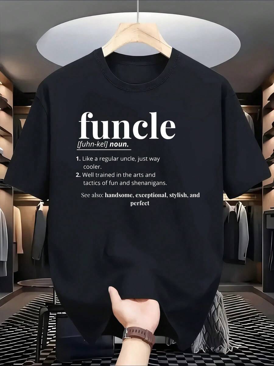 Black T-Shirt, Printed With The Humorous Phrase "Fun Uncle," Is Perfect For Men Who Love To Have Fun. This Lightweight, Washable T-Shirt Featur - Black - View 1
