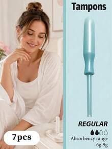 7-Pack Applicator Tampons, Portable Invisible, Sports Style, Suitable For Swimming, Daily Use, Overnight, Large/Small Capacity, Easy Insertion, Individually Wrapped, Mini, Extra Long, Anti-Breakage - White Tampons [with Applicator] - View 14