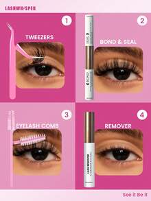 Wispy Cluster Eyelashes 600pcs DIY Single Cluster Lash Extensions, Natural Look D Curl 9-16mm, Ultra Lightweight Soft Base Band, Reusable 30D/40D/50D/60D/80D/100D - Multicolor - View 3