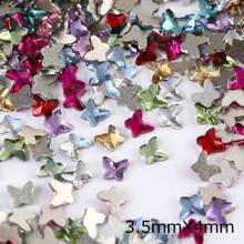 ICIQ 120pcs Mixed Shapes Eye, Rhombus, Seed, Butterfly Glass 2mm To 6mm Different Sizes Flat Back Non-Hotfix Rhinestones, Suitable For DIY Enthusiasts To Decorate Accessories - Butterfly - View 2