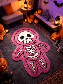 1pc Halloween Skeleton Alien Doll Area Rug, Living Room Carpet, Carpet, Area Rug, Large Rug, Floor Mat, Halloween Large Rug - Multicolor - View 1