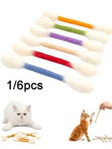 1/6pcs 6 Colors Interactive Cat Teaser Wand, Indoor Boredom Relief Cat Toy, Large Size Cat Kicking Game, Suitable Gift Accessory For Cat Lovers - Multicolor - View 4