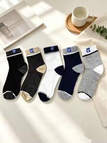 5 Pairs SP Brand Men's Mid-Calf Socks, Odor-Resistant Moisture-Wicking Sports Socks, Versatile Socks For All Seasons - Multicolor - View 6
