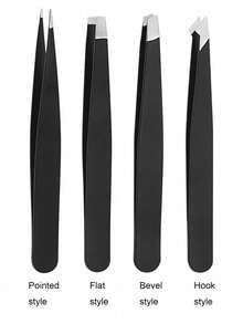 4pcs Stainless Steel Precision Eyebrow Tweezers Set, Slanted And Pointed Tips, With Portable Storage Box, For Removing Eyebrow Hairs And Fine Hair, Gentle For Sensitive Skin, Home, Salon, Travel Makeup Accessory - Multicolor - View 3