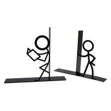 A Pair Of Creative Metal Bookends Featuring Two Matchstick Figures In Distinct Poses, Fun Silhouette Book Stoppers With Interacting Matchstick Characters, A Whimsical Gift Ideal For Book Lovers, Students And Office Workers, Perfect Presents For Birth - One Size - View 17