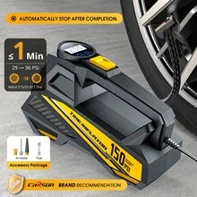 Carsun 150PSI Portable Air Compressor Tire Inflator, 12V-DC Digital Display, Auto Shut Off, ABS Material + Pure Copper Motor, 120W High Power, 3X Faster Inflation, With Air Nozzle & Fuse, Suitable For Car, Motorcycle, Ball, Air Cushion, Auto Parts, - Wired - View 2