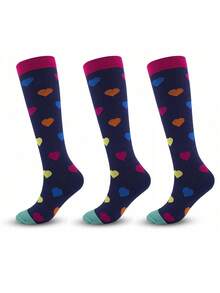 1/3 Paar lässige Outdoor-Sportsocken, süße Kompressionssocken mit Muster für Frauen, Springseil-Lauf-Wadensocken - Verschiedenfarbig - Übersicht 5