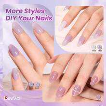 Beetles 6 Colors Taro Milk Tea Purple Jelly Gel Nail Polish Set, Sheer Translucent Purple Gel Polish Kit, Soak Off UV LED Summer Nail Art Manicure - 6 Colors Taro Milk Tea Purple Jelly - 查看 3