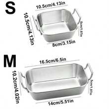 1pc Stainless Steel Gold Dual-Handle Snack Tray, Creative Candy & French Fries Basket Tray - Multicolor - View 7