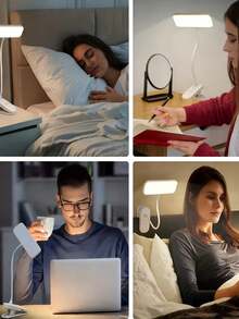 1pc New Creative Rechargeable Clip-On LED Desk Lamp, Square LED Desk Lamp, LED Upright High Brightness Desk Lamp, Home Desk Lamp, Clip-On Reading Lamp, Touch Control 3 Dimming Levels, Suitable For Living Room, Study, Office, Bedside, Student Dorm, Portable Desk Lamp, Battery Capacity: 800mAh - Clip-on Square Table Lamp - View 9