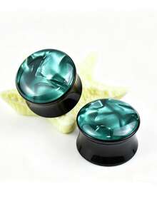 Shell Texture Lightweight Hypoallergenic Acrylic Ear Tunnels - Double Flare Ear Plugs Gauges - Shell Pattern - View 2